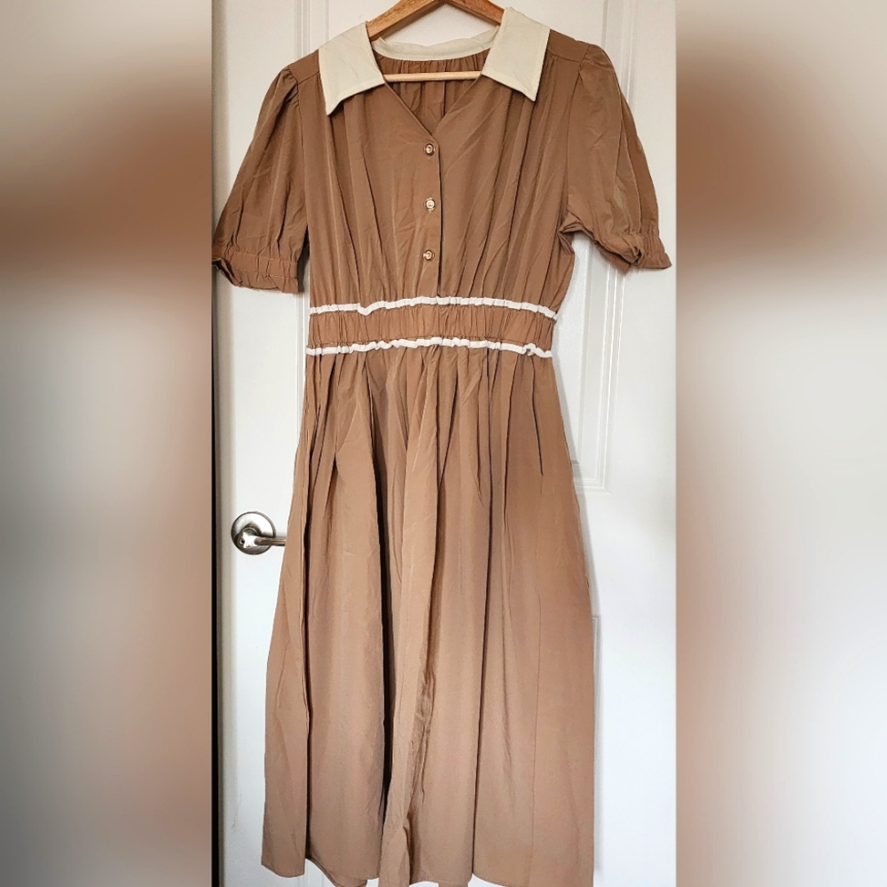 Tan Collared Dress
